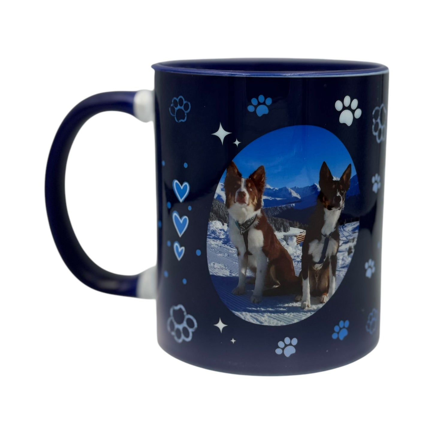 Weiße Keramiktasse 11oz mit Farbe an der Innenseite Keramikblau