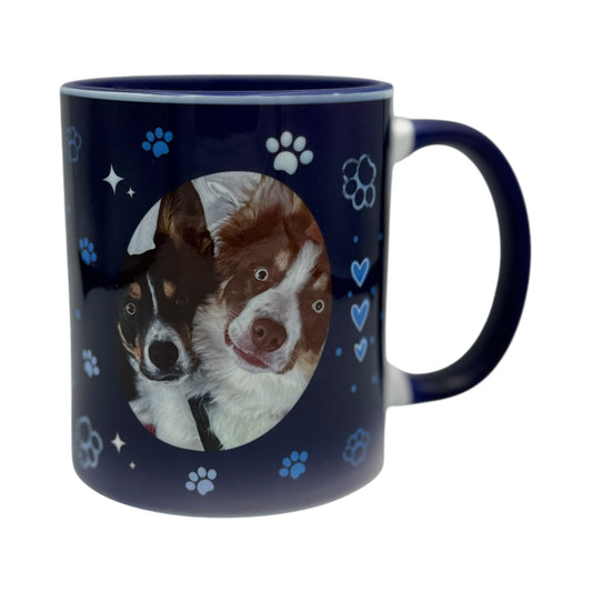 Weiße Keramiktasse 11oz mit Farbe an der Innenseite Keramikblau